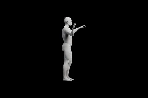 Mannequin gesturing confidently in black studio Stock Illustration