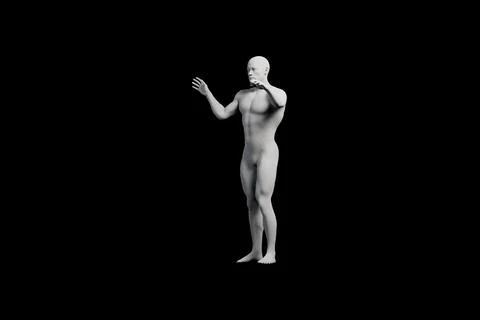 Mannequin gesturing confidently in black studio Stock Illustration