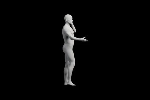 Mannequin gesturing confidently in black studio Stock Illustration