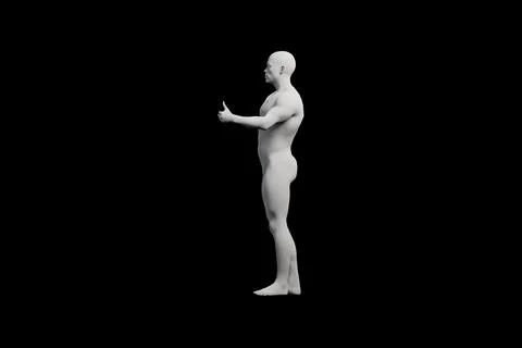Mannequin gesturing confidently in black studio Stock Illustration