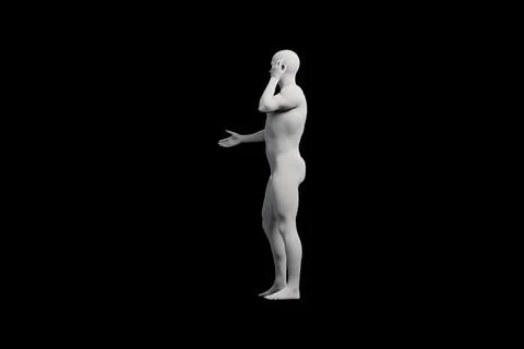 Mannequin gesturing confidently in black studio Stock Illustration