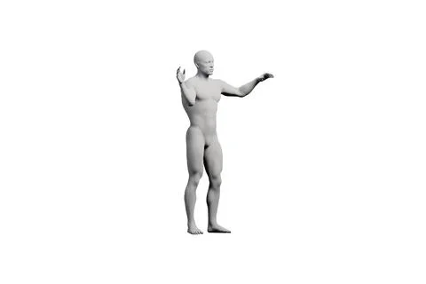 Mannequin gesturing confidently in a white studio Stock Illustration