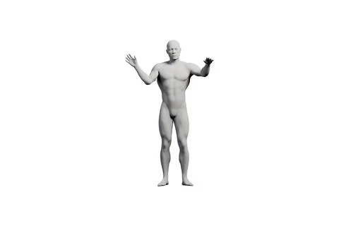 Mannequin gesturing confidently in a white studio Stock Illustration