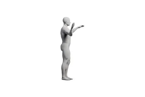 Mannequin gesturing confidently in white studio Stock Illustration