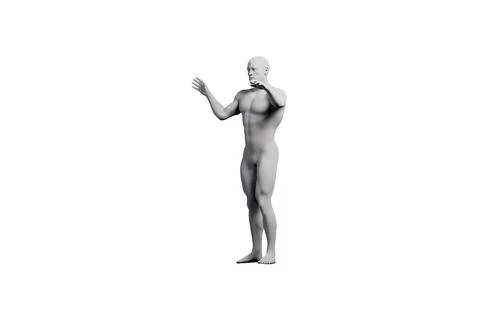 Mannequin gesturing confidently in white studio Stock Illustration