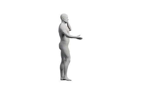 Mannequin gesturing confidently in white studio Stock Illustration