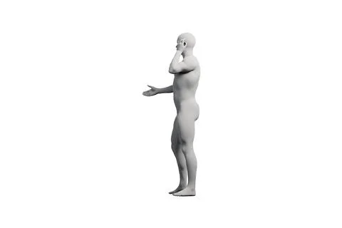 Mannequin gesturing confidently in white studio Stock Illustration