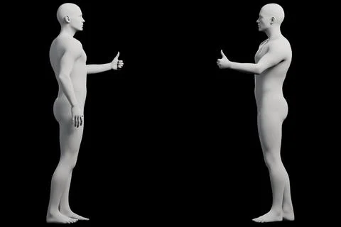 Mannequin gesturing front and back in studio Stock Illustration
