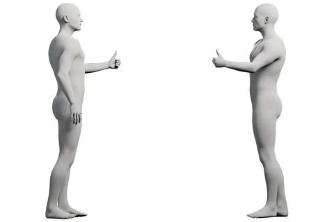 Mannequin gesturing front and back in studio Illustrazione stock
