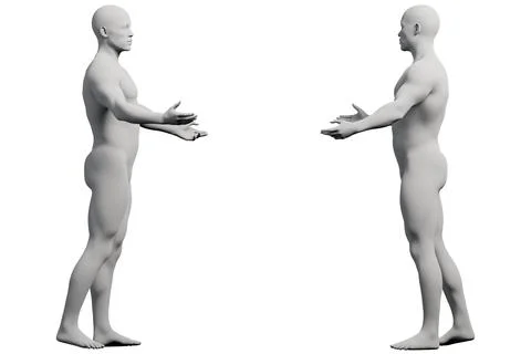 Mannequin gesturing in white studio Stock Illustration