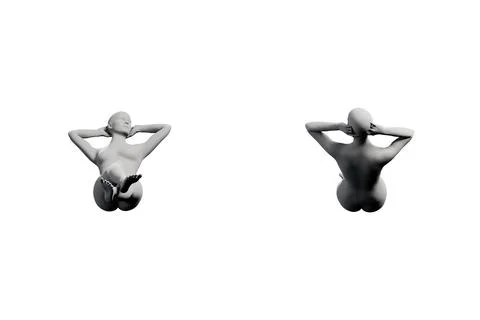 Mannequin with hands behind head in front and back views Stock Illustration