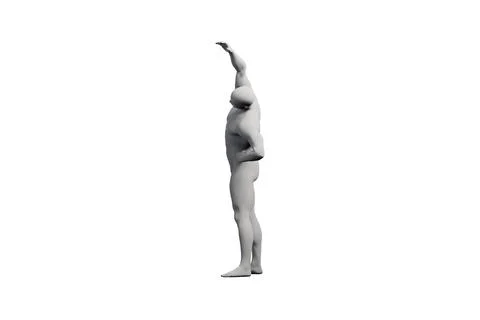 Mannequin in handstand pose on black background Stock Illustration