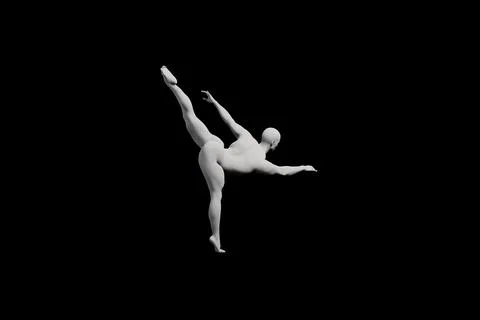 Mannequin in handstand pose on black studio background Stock Illustration