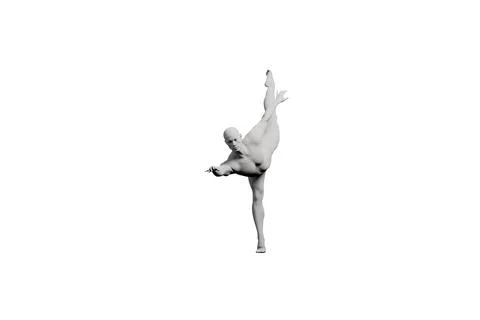 Mannequin in handstand pose on matte black background Stock Illustration