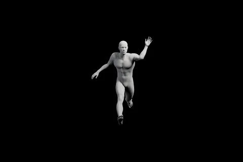 Mannequin jumping in black studio Illustrazione stock