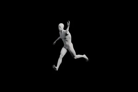 Mannequin jumping in black studio Illustrazione stock