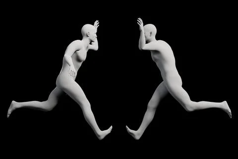 Mannequin jumping in mid-air grid Illustrazione stock