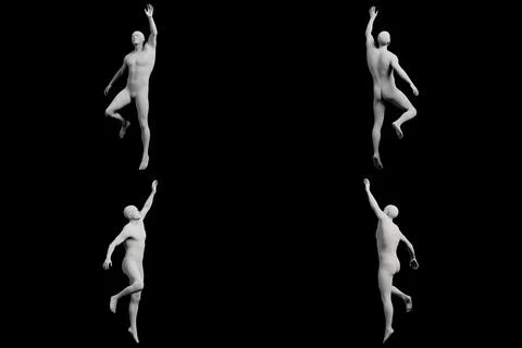 Mannequin jumping in studio Stock Illustration