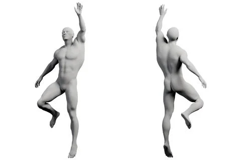 Mannequin jumping in studio Stock Illustration
