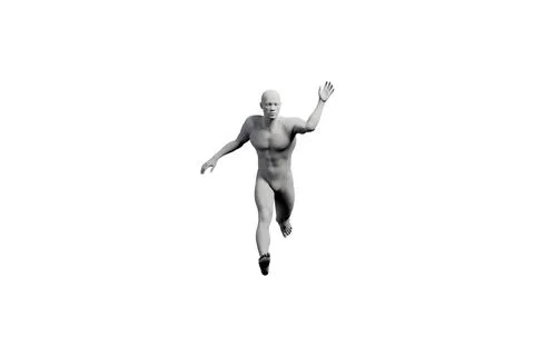 Mannequin jumping in white studio Illustrazione stock