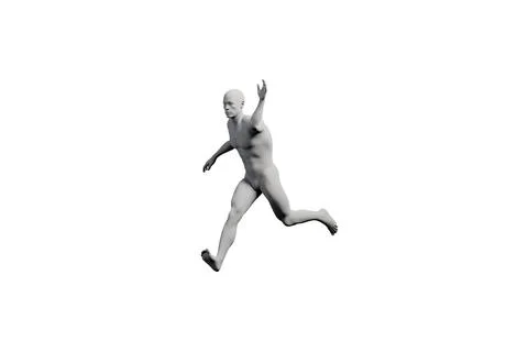 Mannequin jumping in white studio Illustrazione stock