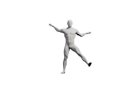 Mannequin jumping in white studio Illustrazione stock