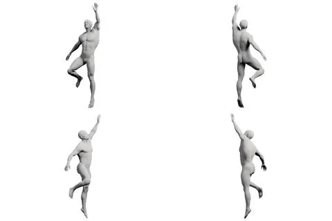 Mannequin jumping in white studio Stock Illustration