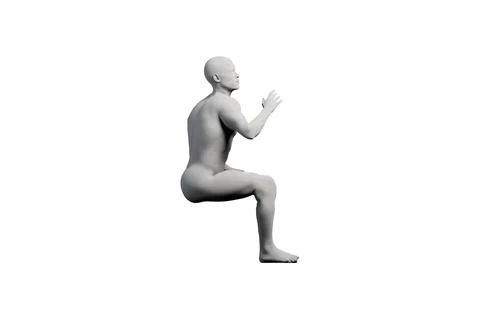 Mannequin kneeling side view white background Stock Illustration