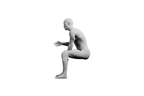 Mannequin kneeling in white studio Stock Illustration