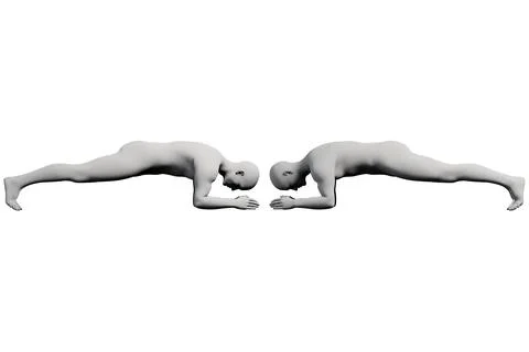 Mannequin plank pose in white studio Stock Illustration