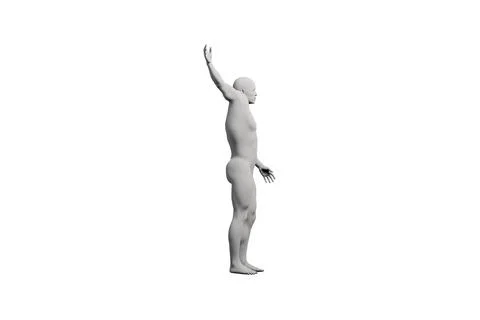 Mannequin with raised arm in white studio Stock-Illustration