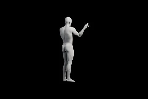Mannequin reaching confidently in black studio Stock Illustration