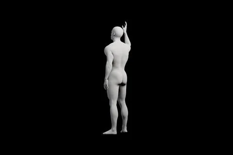 Mannequin reaching confidently in black studio Stock Illustration