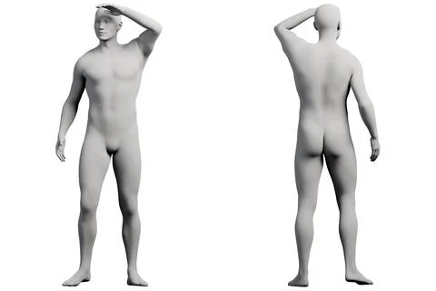 Mannequin reaching front back collage Stock Illustration