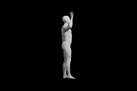 Mannequin reaching hand up in black studio Stock Illustration