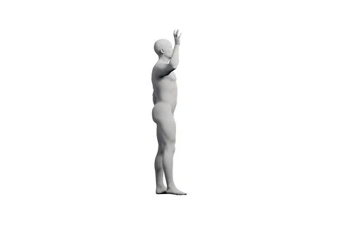 Mannequin reaching hand up in white studio Stock Illustration