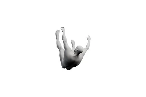 Mannequin reaching out in contemplative pose against black background Stock Illustration