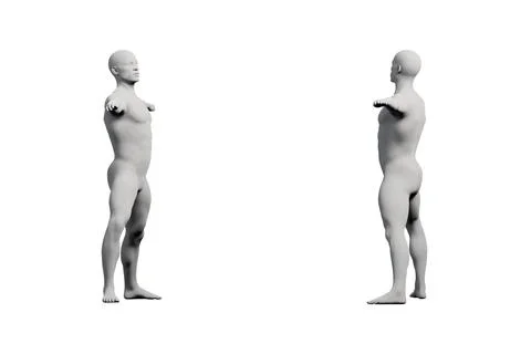 Mannequin reaching out in a grid collage Stock Illustration