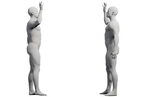 Mannequin reaching pose multiview collage 스톡 일러스트