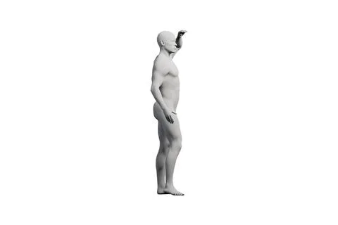 Mannequin reaching for something in white studio Stock Illustration