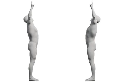 Mannequin reaching up in white studio Stock Illustration