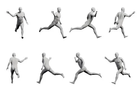 Mannequin running grid studio Stock Illustration