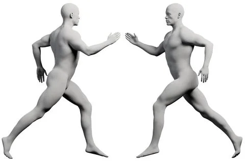 Mannequin running grid studio Stock Illustration