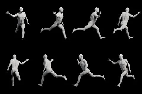 Mannequin running grid studio イラスト素材