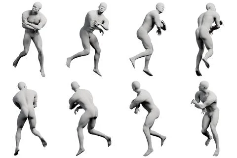 Mannequin running multi-view collage Stock Illustration
