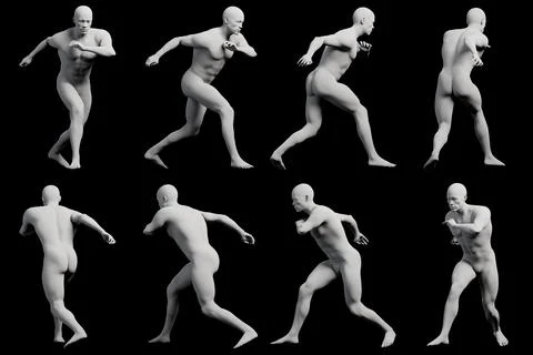 Mannequin running multi-view collage Stock Illustration