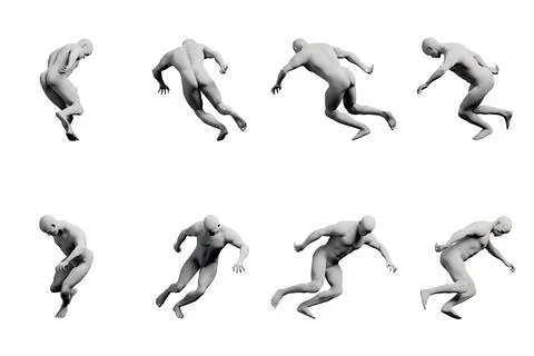 Mannequin running multi-view collage Stock Illustration