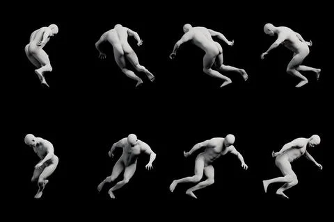 Mannequin running multi-view collage Stock Illustration