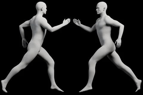 Mannequin running multiview collage Stock Illustration