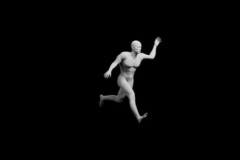 Mannequin running in studio with black background Stock Illustration